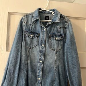 Denim Jean dress button snap front gap kids size medium